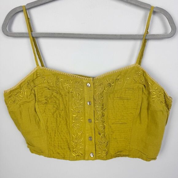 FREE PEOPLE | Fixed on a Feeling Embroidered Green Crop Top Women’s Size X-Large - Picture 4 of 12